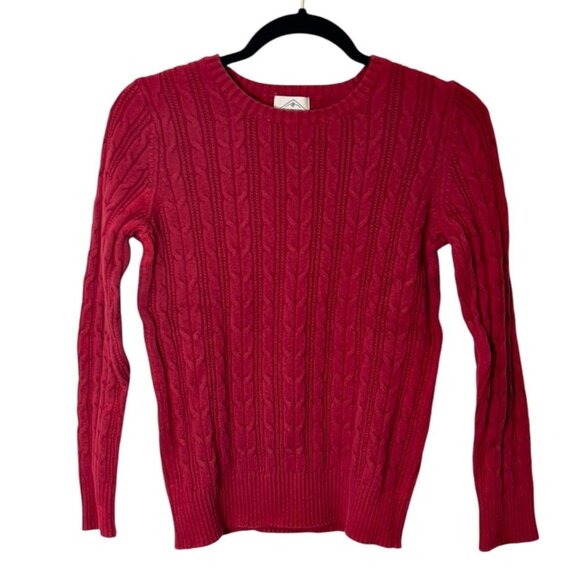 Red Cable Knit Y2K Clean Girl Sweater - Picture 1 of 4